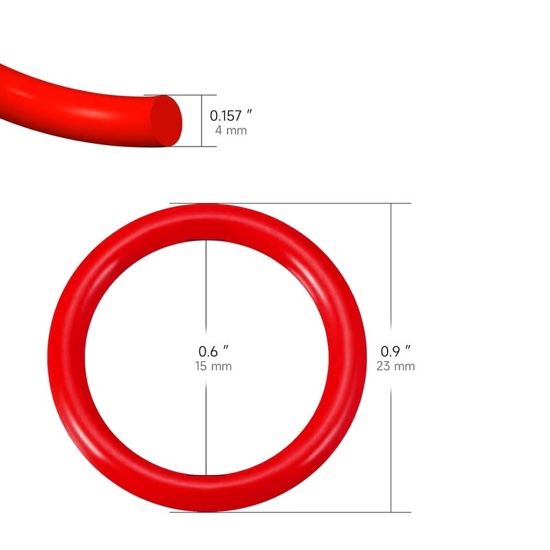 MINIFOCUS Silicone O-Ring, 23mm OD 15mm ID 4mm Width, Dive Diving O-Rings, Red (Pack of 10) - Image 2